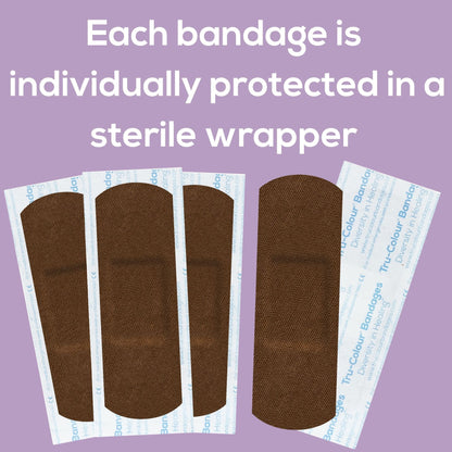 Tru-Colour Skin Tone Shade Fabric Bandage Adhesive Strip, Dark Brown