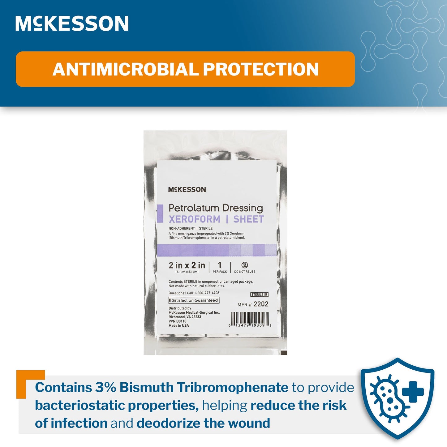 McKesson Xeroform Petrolatum Impregnated Dressings, 2 x 2 Inch