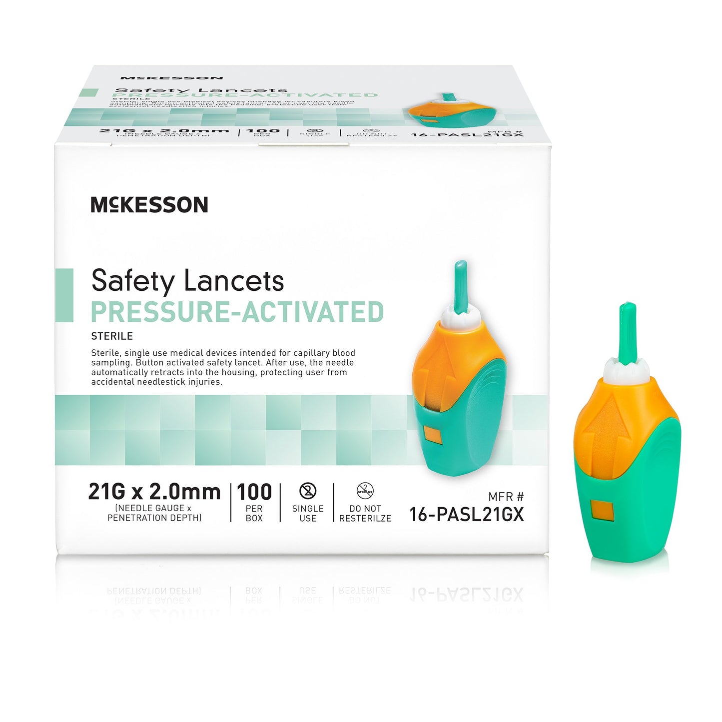 McKesson Pressure Activated Safety Lancets, 21 Gauge