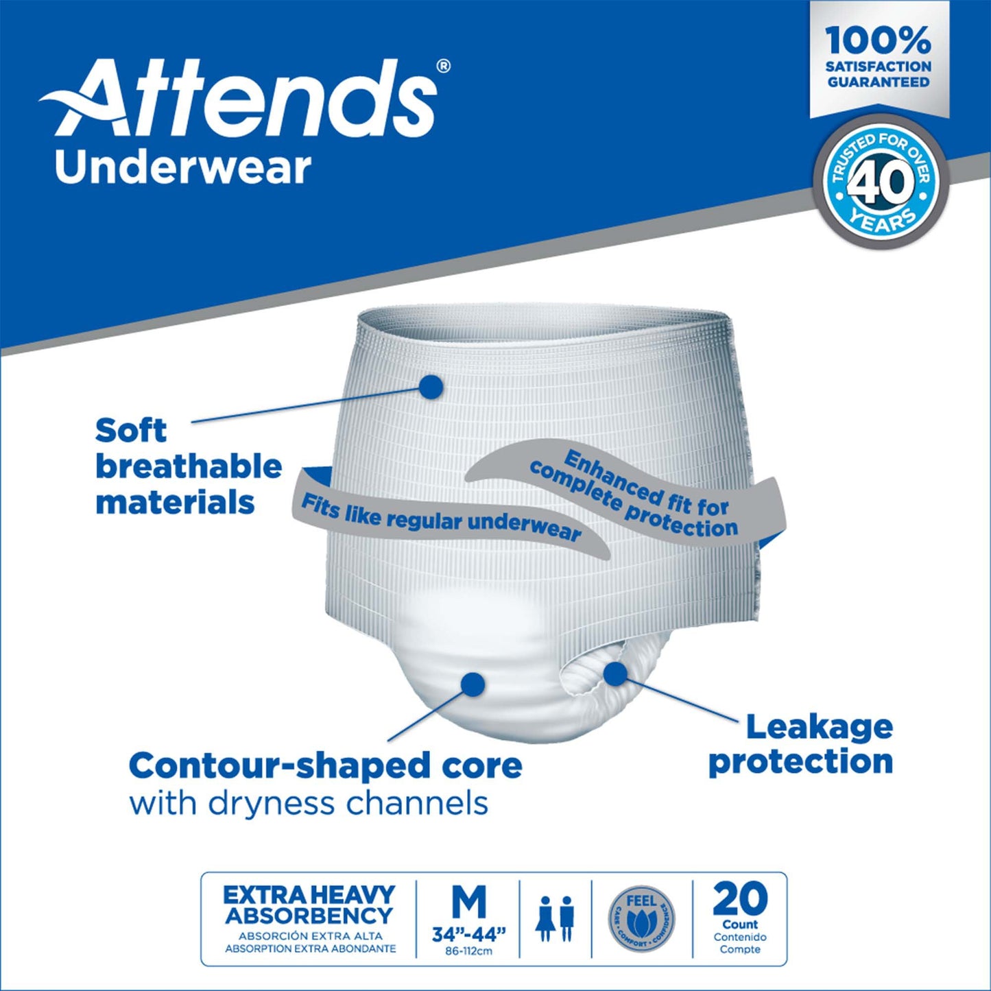 Attends® Care Moderate Absorbent Underwear, Regular