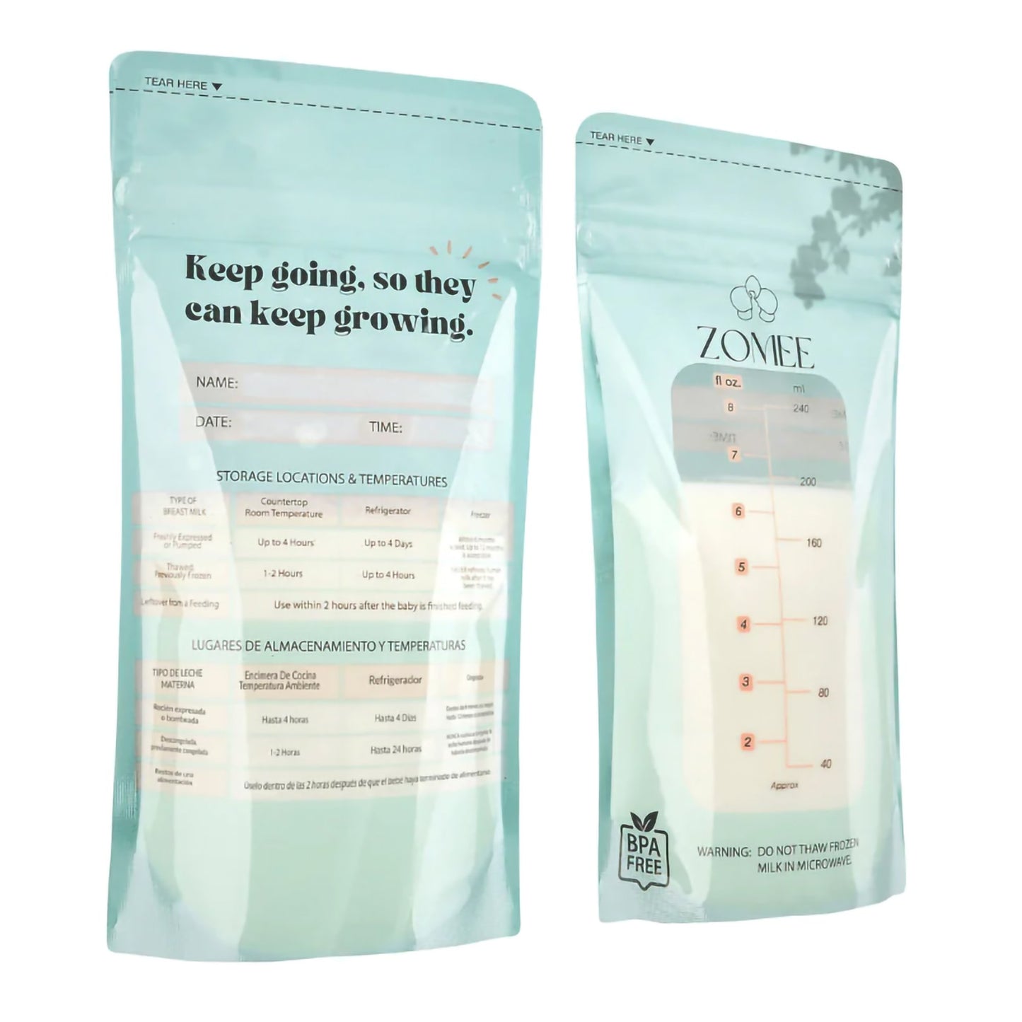 Zomee Breast Milk Storage Bag, 8 oz