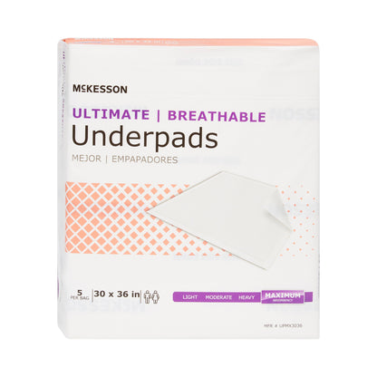 McKesson Ultimate Breathable Underpads, Heavy Absorbency