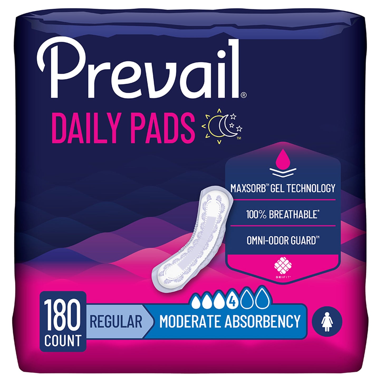 Prevail® Daily Pads Moderate Bladder Control Pad, 9-1/4-Inch Length