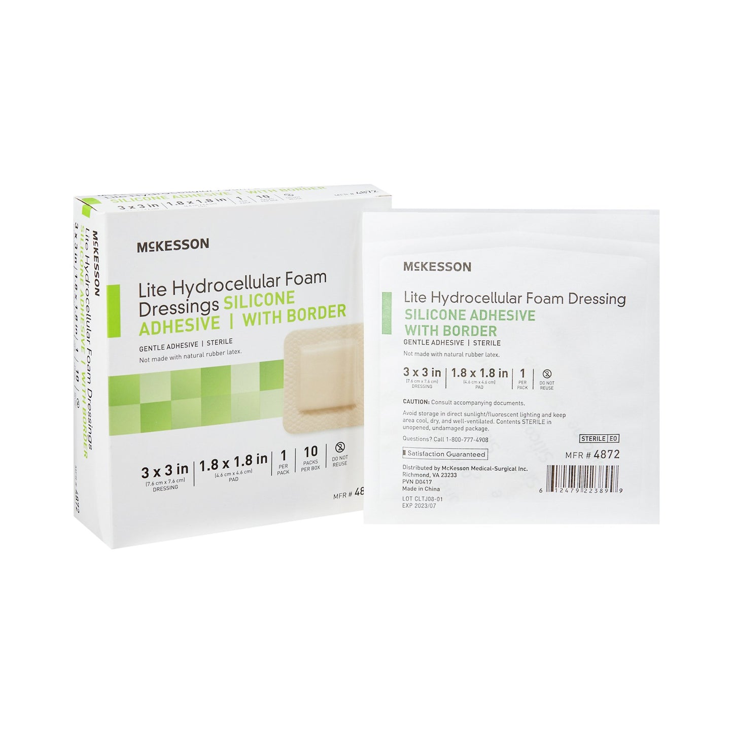 McKesson Lite Hydrocellular Foam Dressings w/ Border & Silicone Adhesive