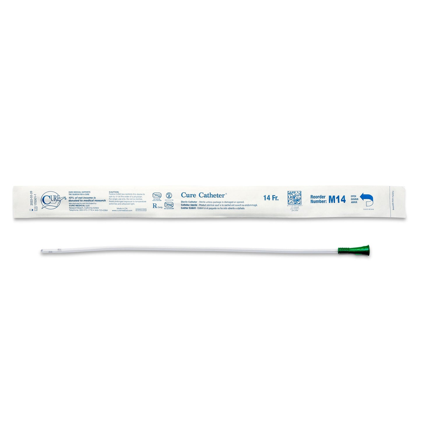 Cure Catheter™ Male Intermittent Catheter, Uncoated PVC