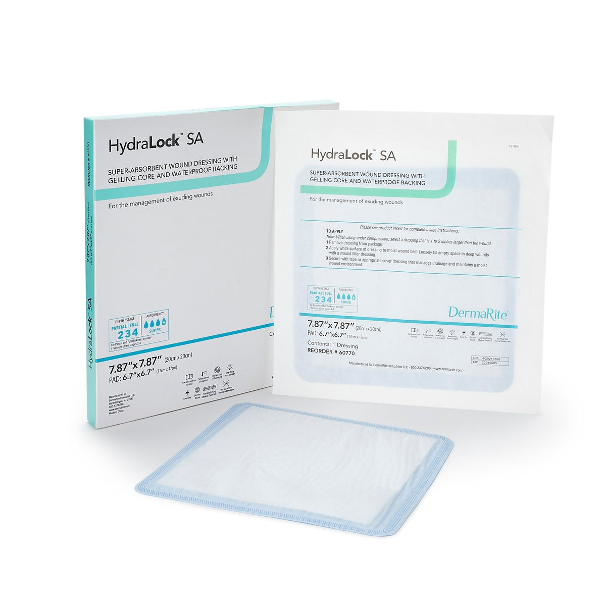 HydraLock SA Superabsorbent Dressing 7.87" x 7.87"