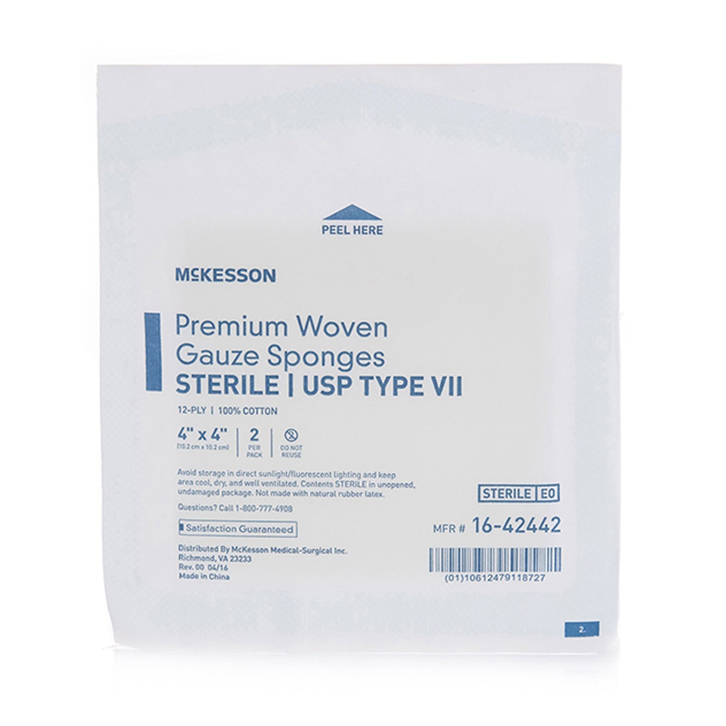 McKesson USP Type VII Gauze Sponge, 4 x 4 Inch