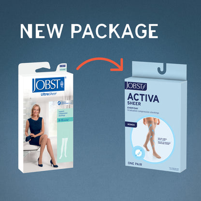 JOBST® ACTIVA Sheer Thigh High 15-20 mmHg Compression Stockings w/ Silicone Lace Band Closed Toe