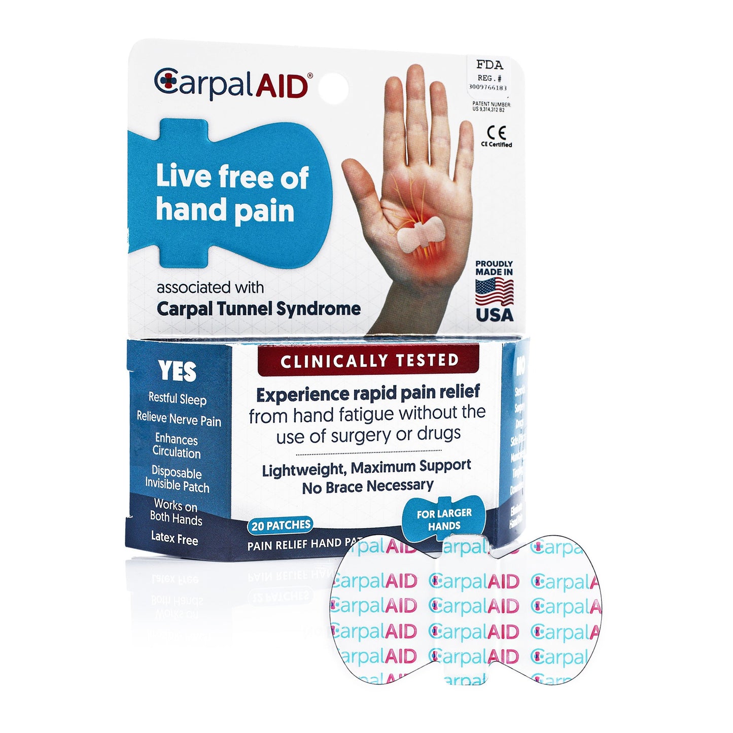 CarpalAid® Patch Hand-Based Carpal Tunnel Support
