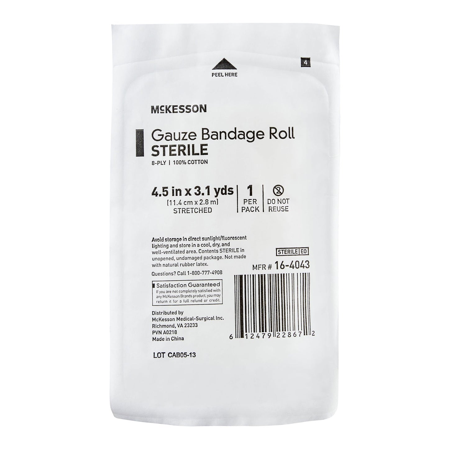 McKesson Fluff Bandage Roll, 4.5 Inch x 4.1 Yard, Cotton