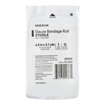 McKesson Fluff Bandage Roll, 4.5 Inch x 4.1 Yard, Cotton