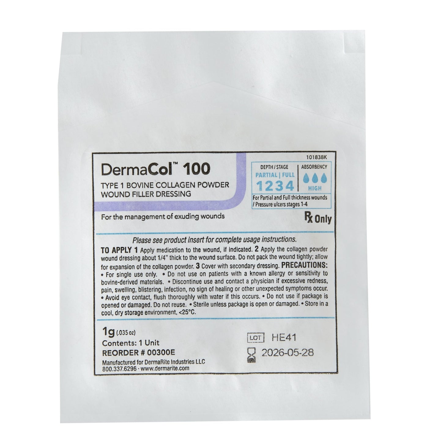 DermaCol™ 100 Wound Filler Dressing, 1 Gram