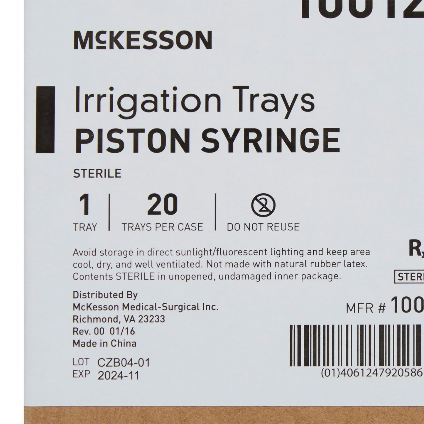 McKesson Irrigation Tray With Piston Syringe