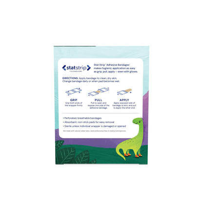 American® White Cross Stat Strip® Kid Design Herbie the Dinosaur Adhesive Strip