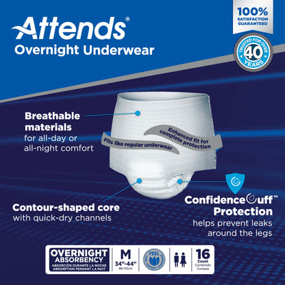 Attends® Overnight Underwear with Extended Wear Protection