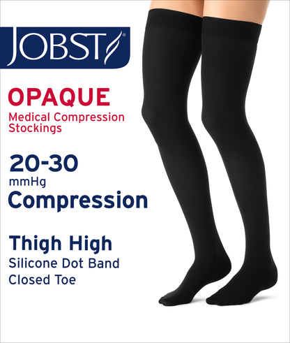 JOBST® Opaque Women's Thigh High 20-30 mmHg w/ Silicone Dot Top Band Closed Toe
