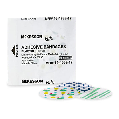 McKesson Kids™ Round Kid Design (Assorted Prints) Adhesive Spot Bandage, 1 Inch