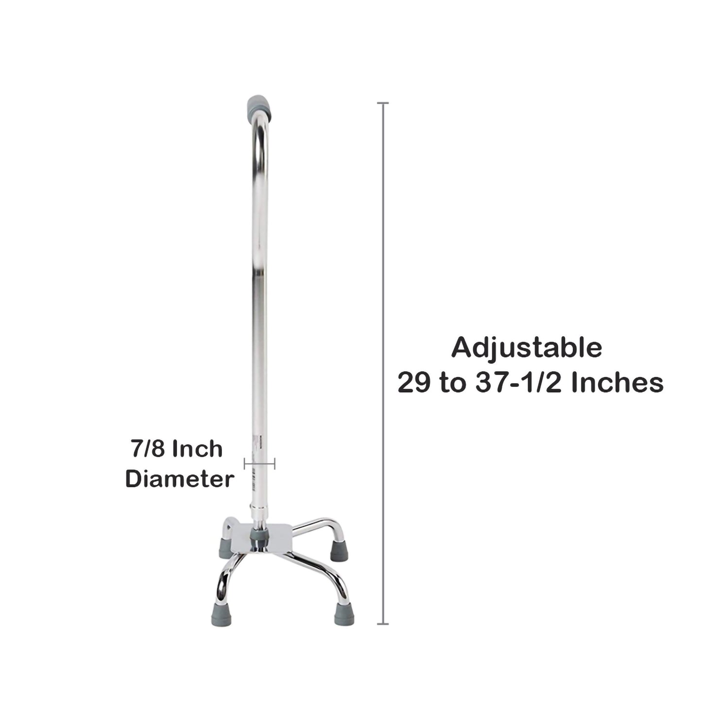 McKesson Steel Chrome Offset Quad Cane, 29 – 37.5 Inch