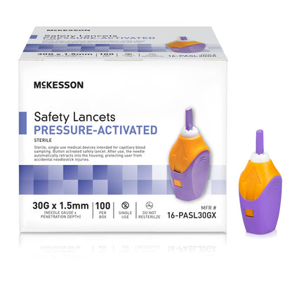 McKesson Pressure Activated Safety Lancets, 30 Gauge