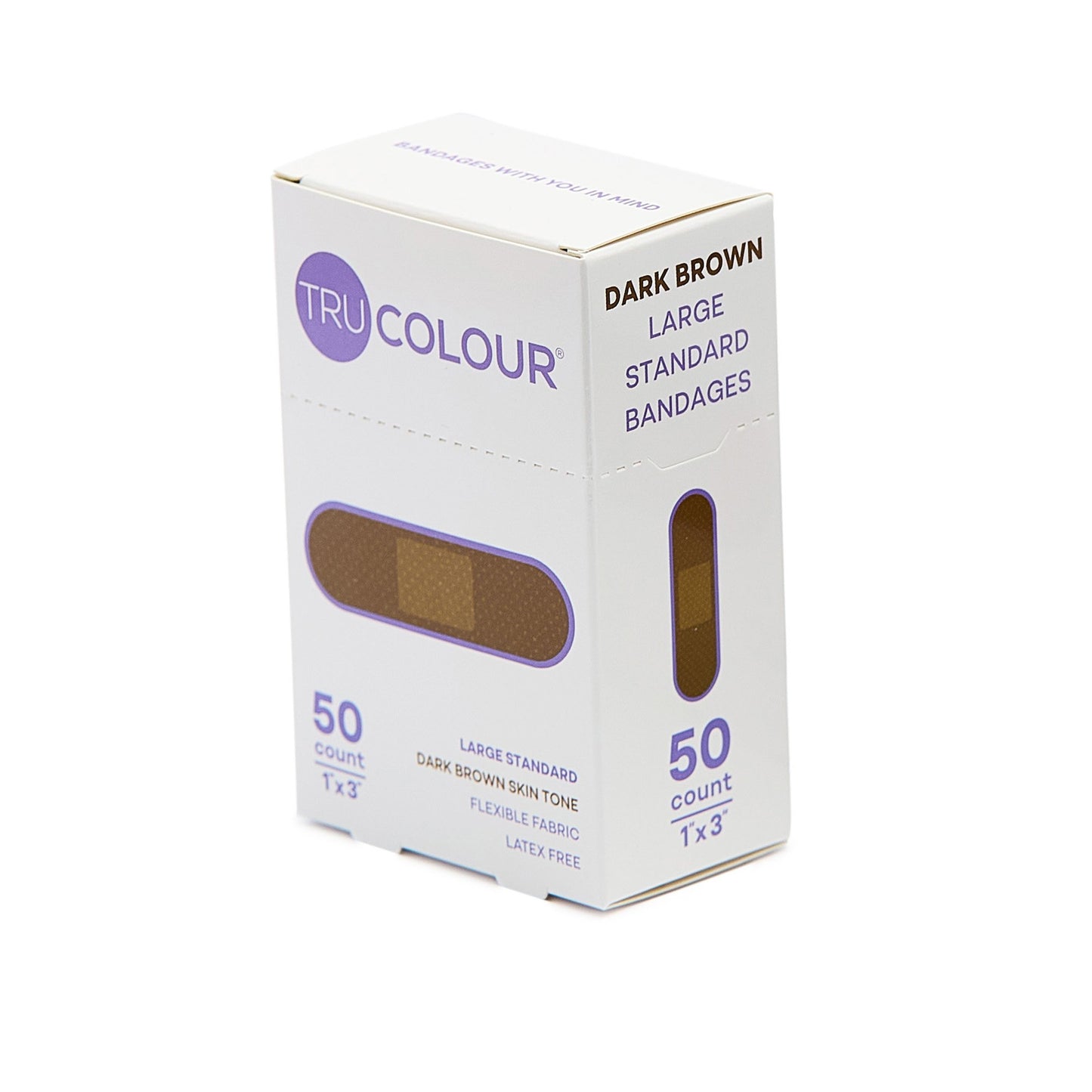 Tru-Colour Skin Tone Shade Fabric Bandage Adhesive Strip, Dark Brown