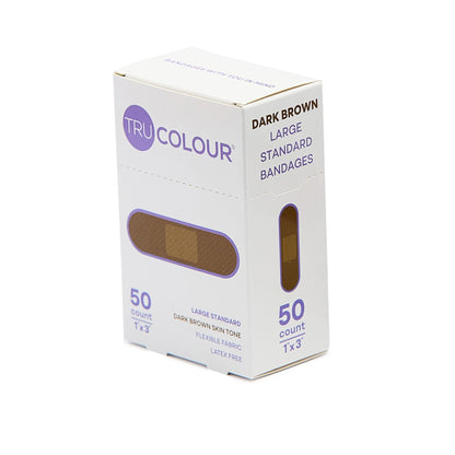 Tru-Colour Skin Tone Shade Fabric Bandage Adhesive Strip, Dark Brown