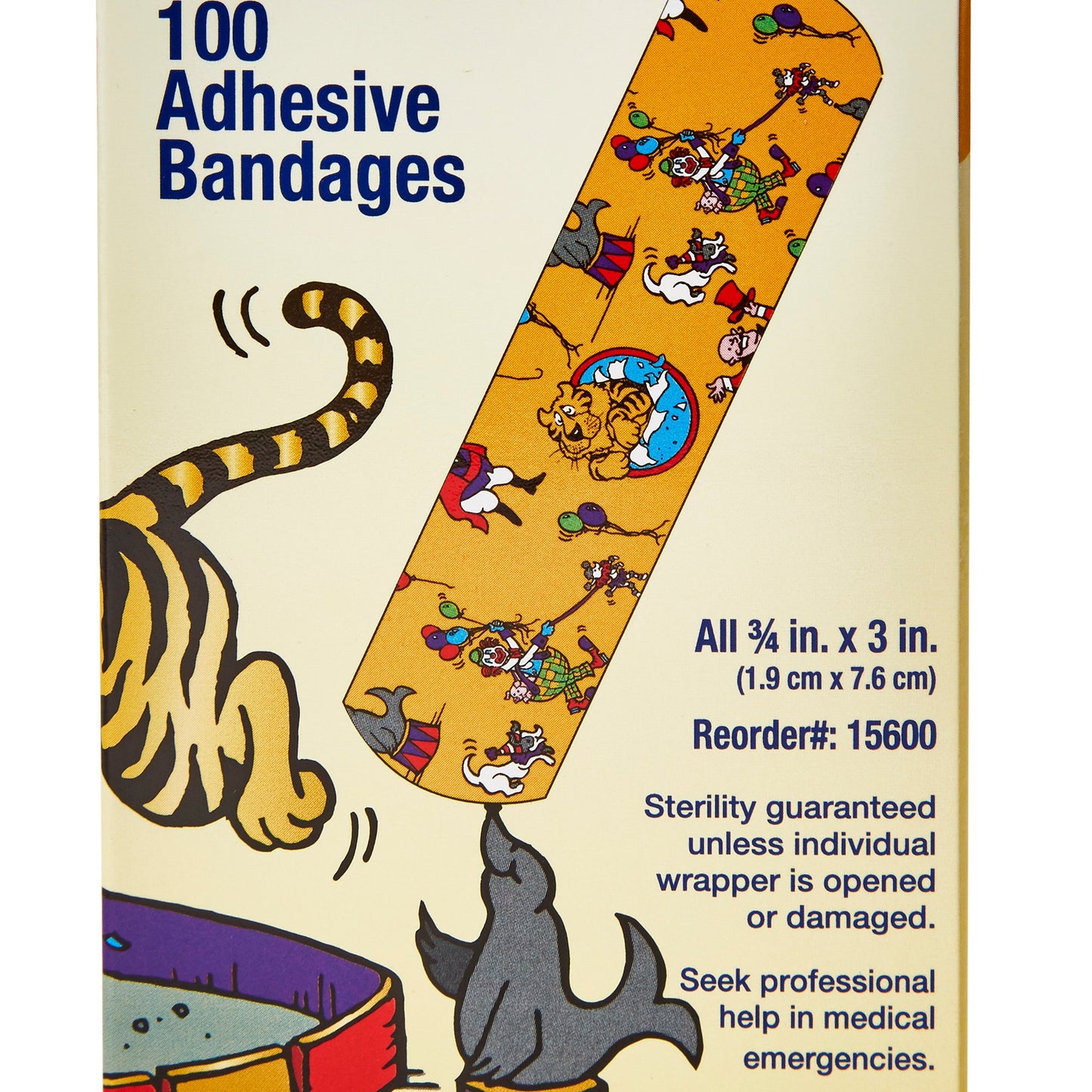 American® White Cross Stat Strip® Circus Kid Design Adhesive Strip, 3/4 x 3 Inch