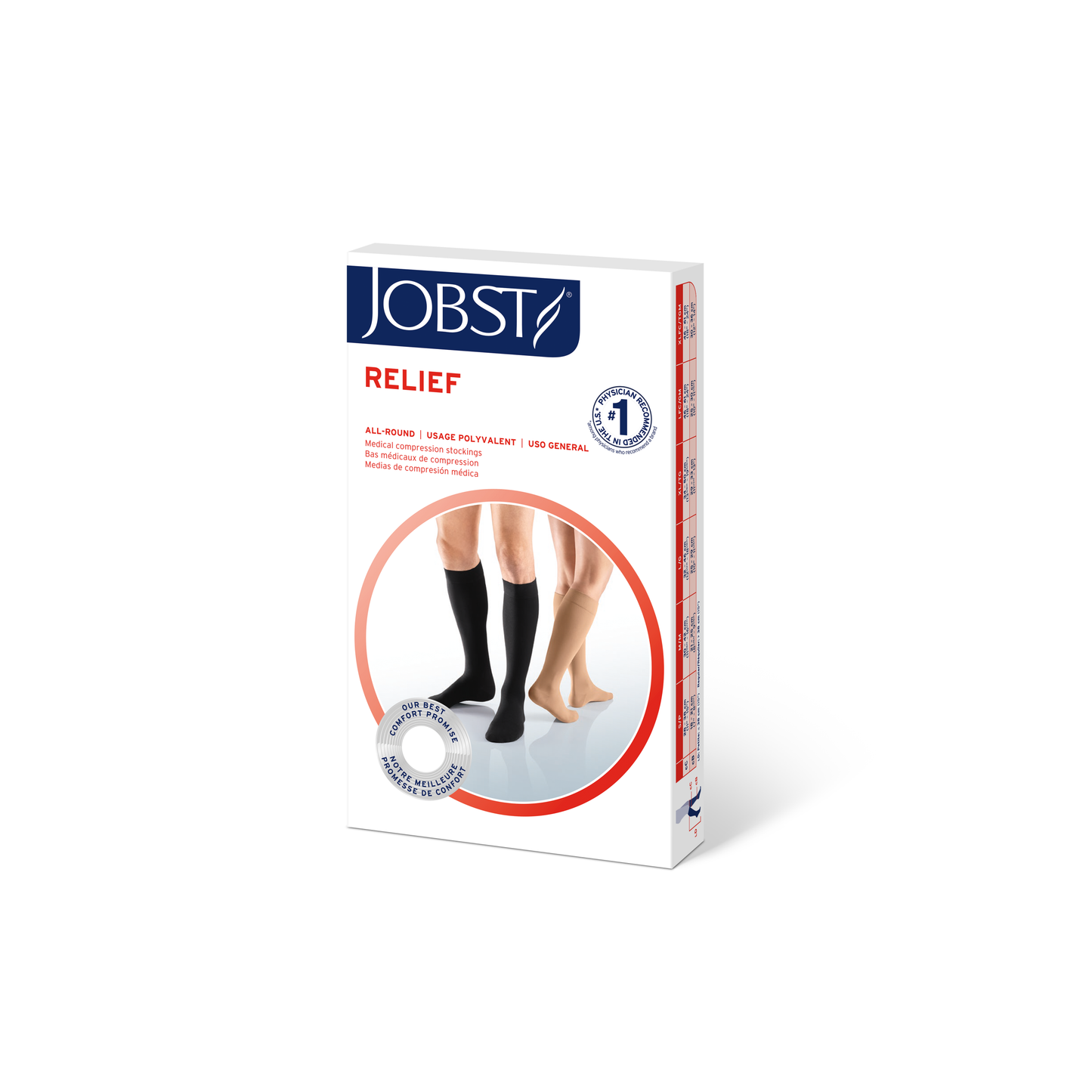 JOBST® Relief Knee High 30-40 mmHg w/ Silicone Dot Top Band Compression Stockings Open Toe