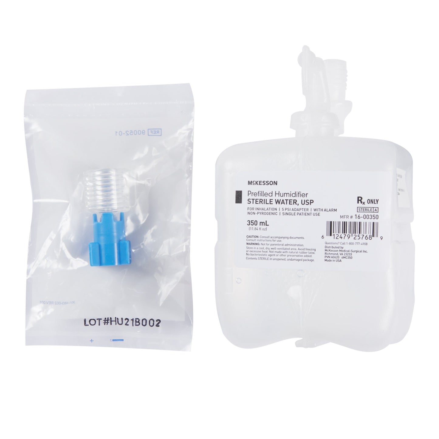 McKesson Humidifier Bottle with Adapter Prefilled 350mL For Inhalation 16-00350