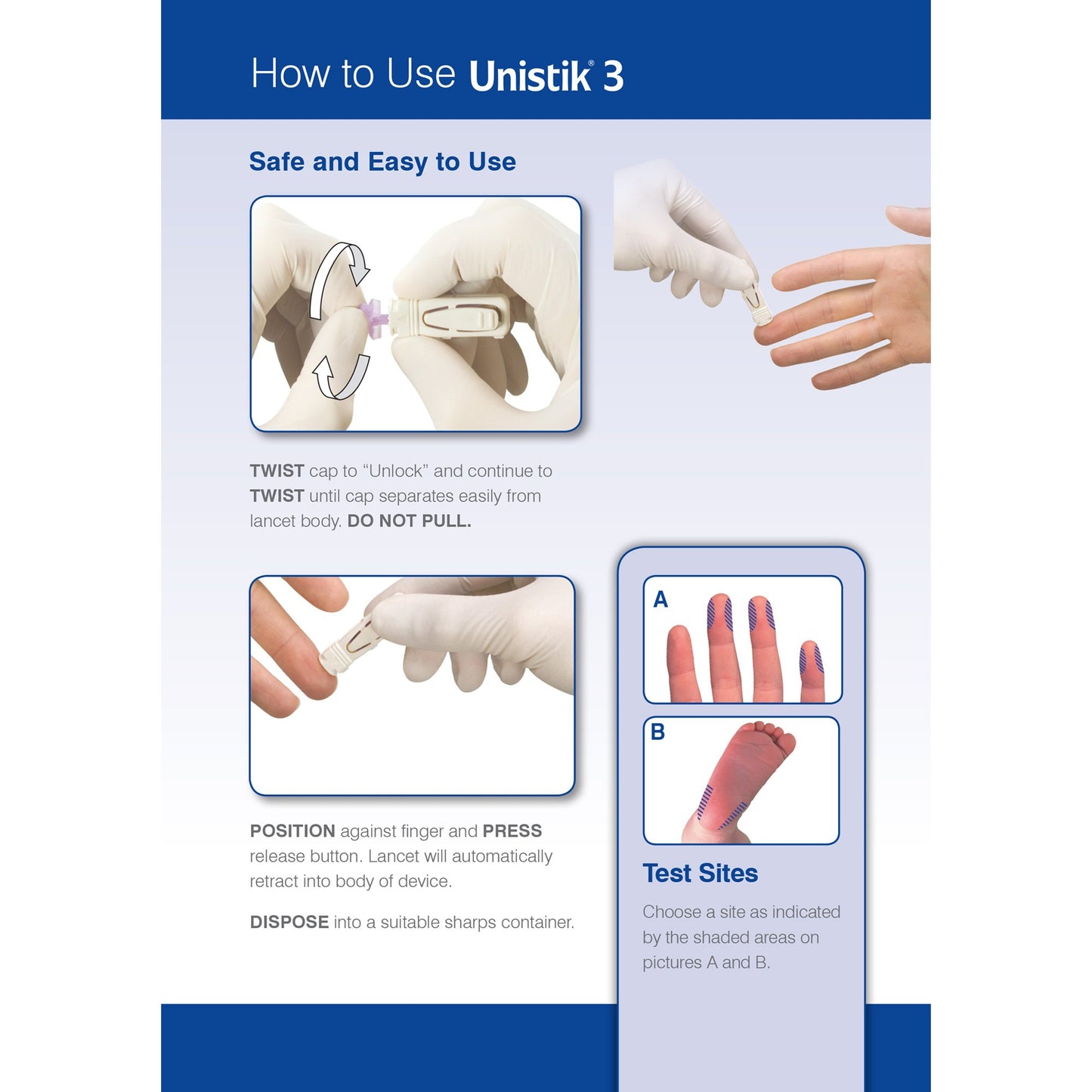 Unistik® 3 Comfort Safety Lancet, 28 Gauge