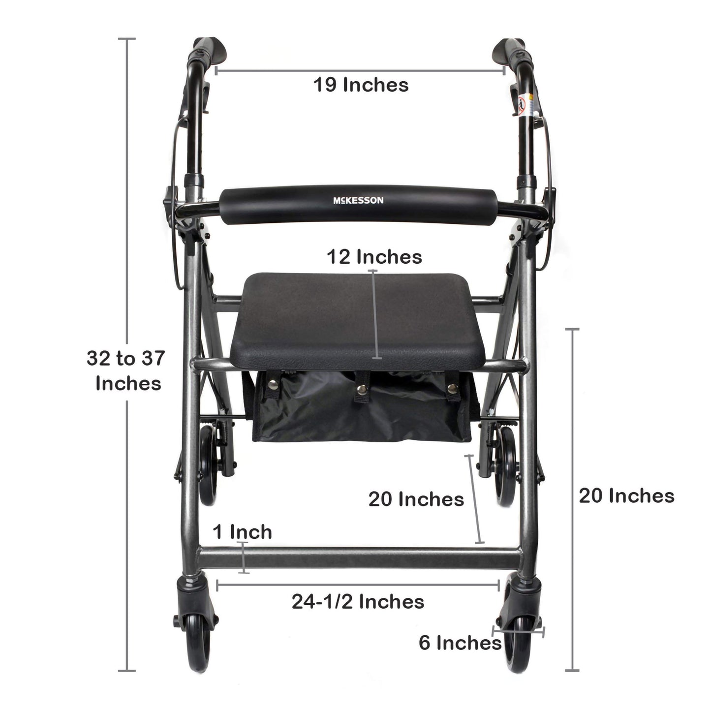 McKesson Folding Aluminum Four-Wheel Rollator, Silver