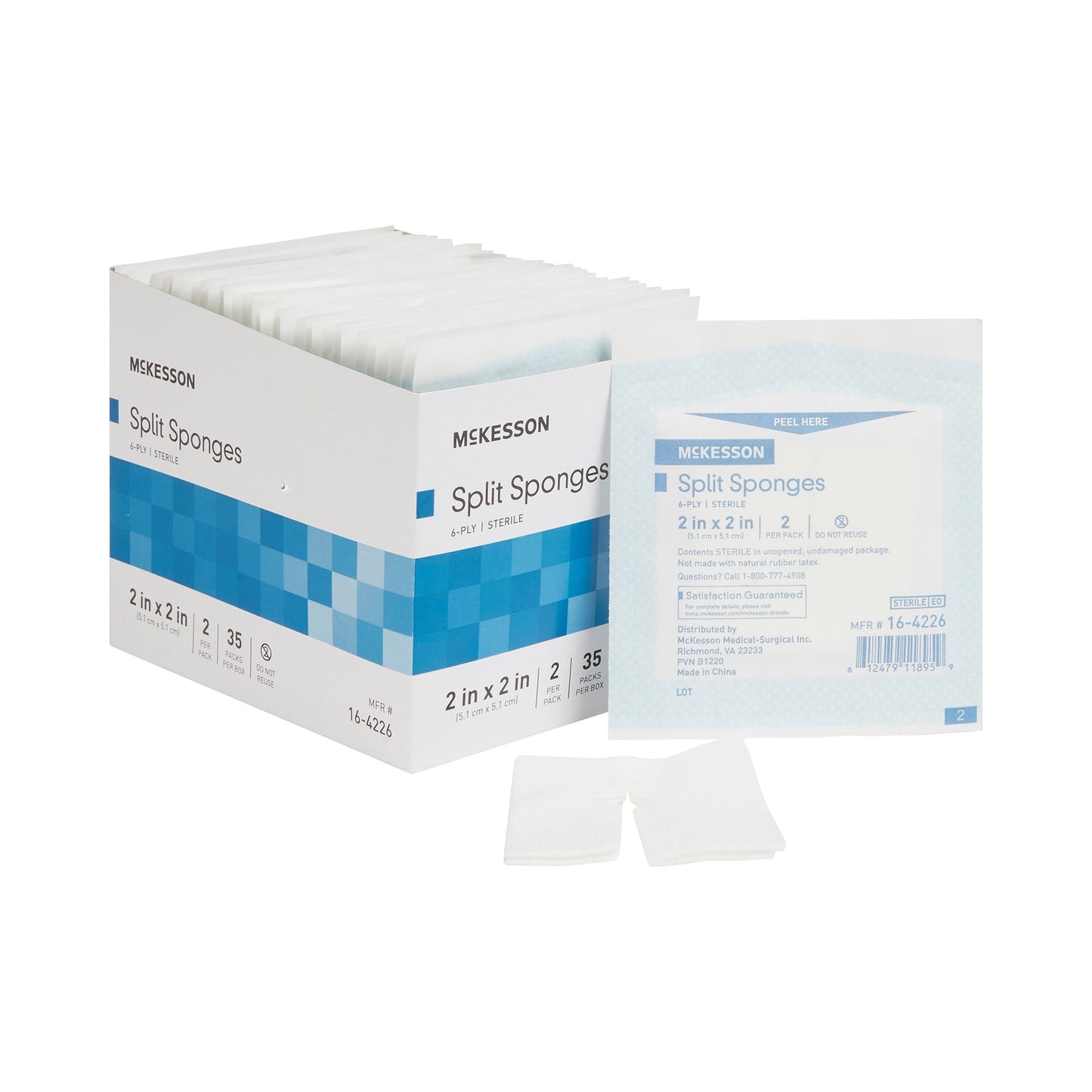 McKesson IV/Drain Split Dressing, 2 x 2 Inch