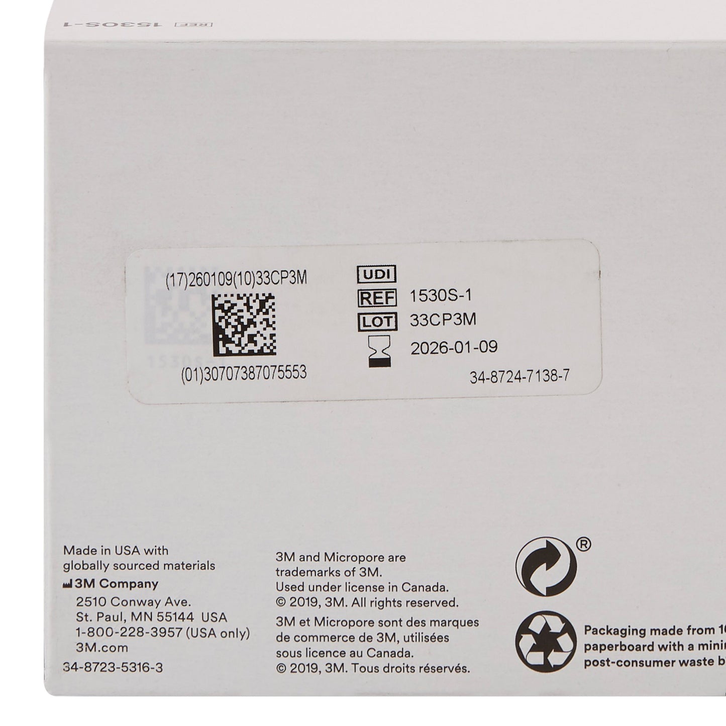 3M™ Micropore™ Paper Medical Tape, 1 Inch x 1-1/2 Yard