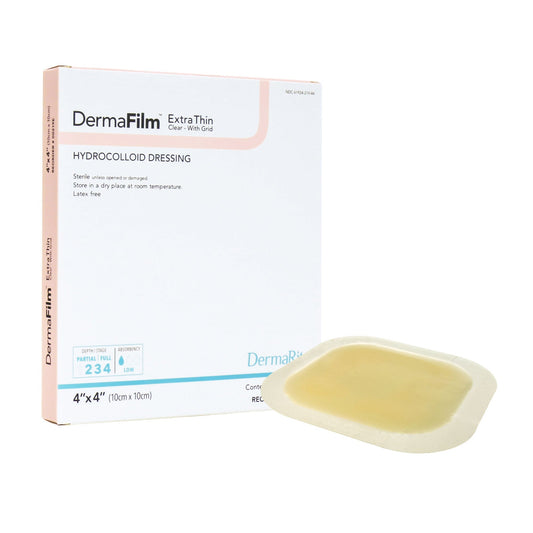 DermaFilm Hydrocolloid Wound Dressing X-Thin with Grid 4" x 4"
