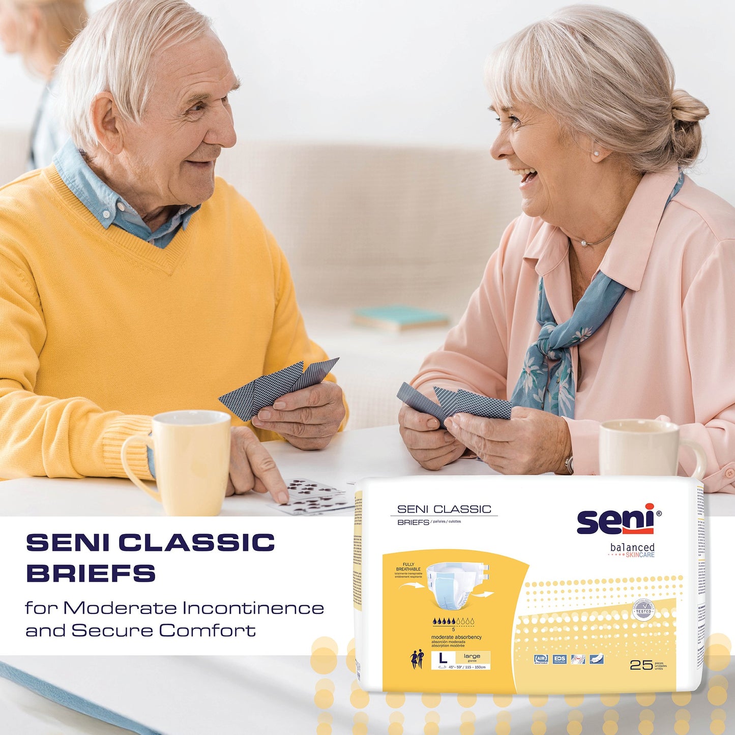 Seni® Classic Incontinence Briefs for Men and Women, Moderate Absorbency