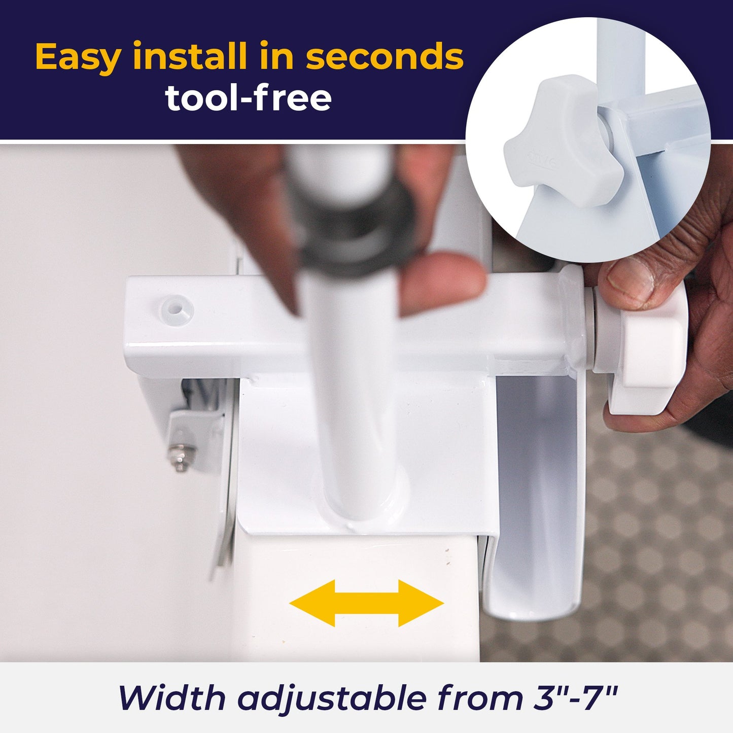 Drive™ Clamp-On Tub Rail, White Steel