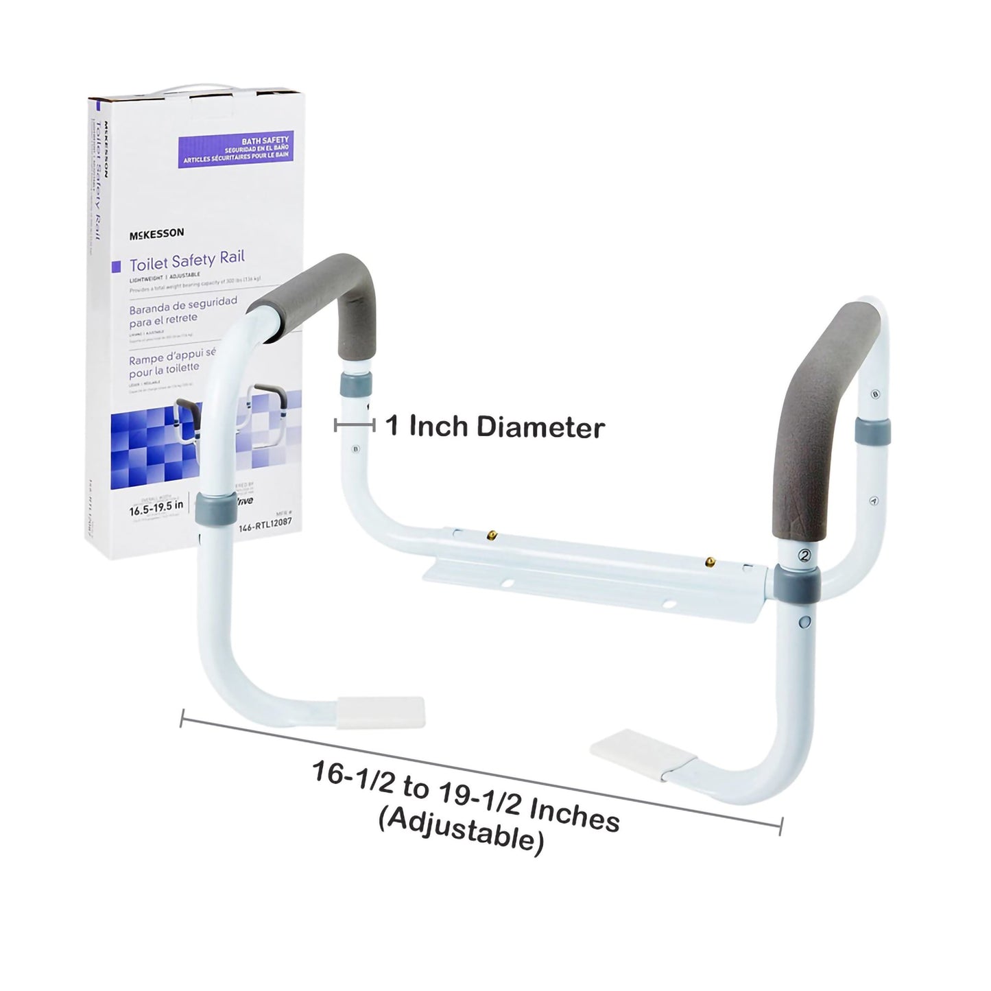 McKesson Toilet Safety Rail, White Steel