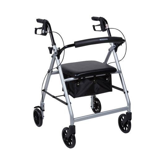 McKesson Folding Aluminum Four-Wheel Rollator, Silver