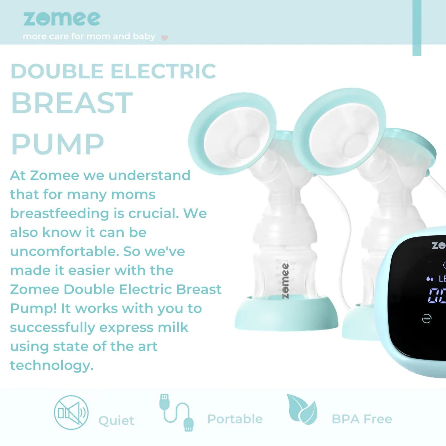 Zomee Z1 Double Electric Breast Pump Kit