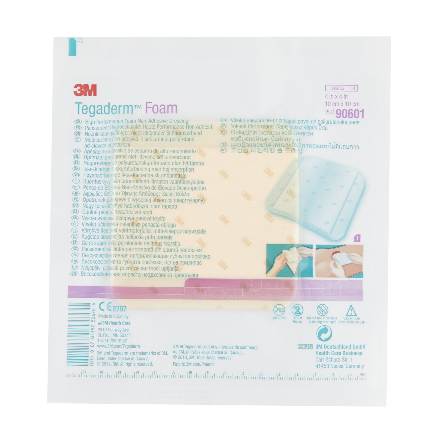 3M™ Tegaderm™ High Performance Nonadhesive without Border Foam Dressing, 4 x 4 Inch