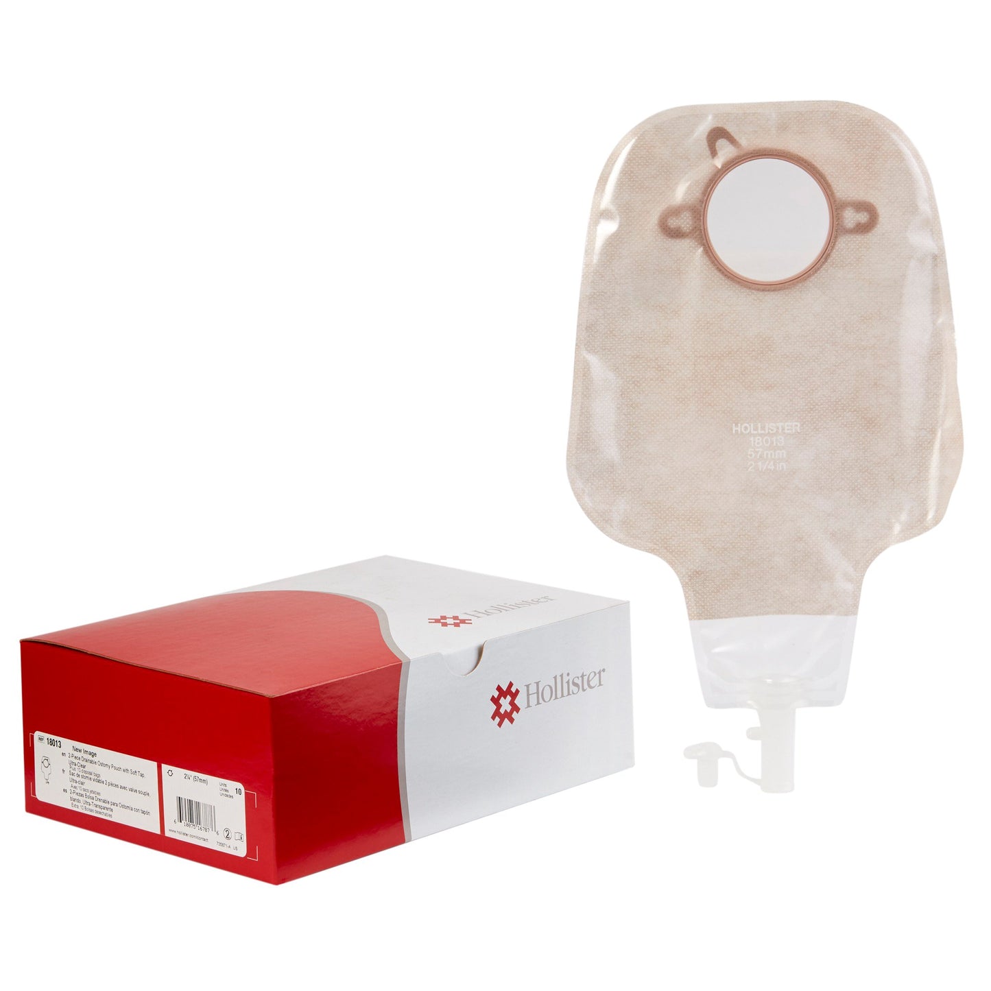 New Image™ 18013 2-Piece Ultra Clear Ostomy Pouch, Pre-cut to Fit 57 mm