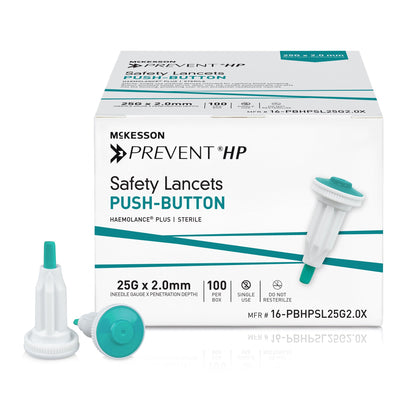 McKesson Prevent® HP Push Button Safety Lancet, 25 Gauge
