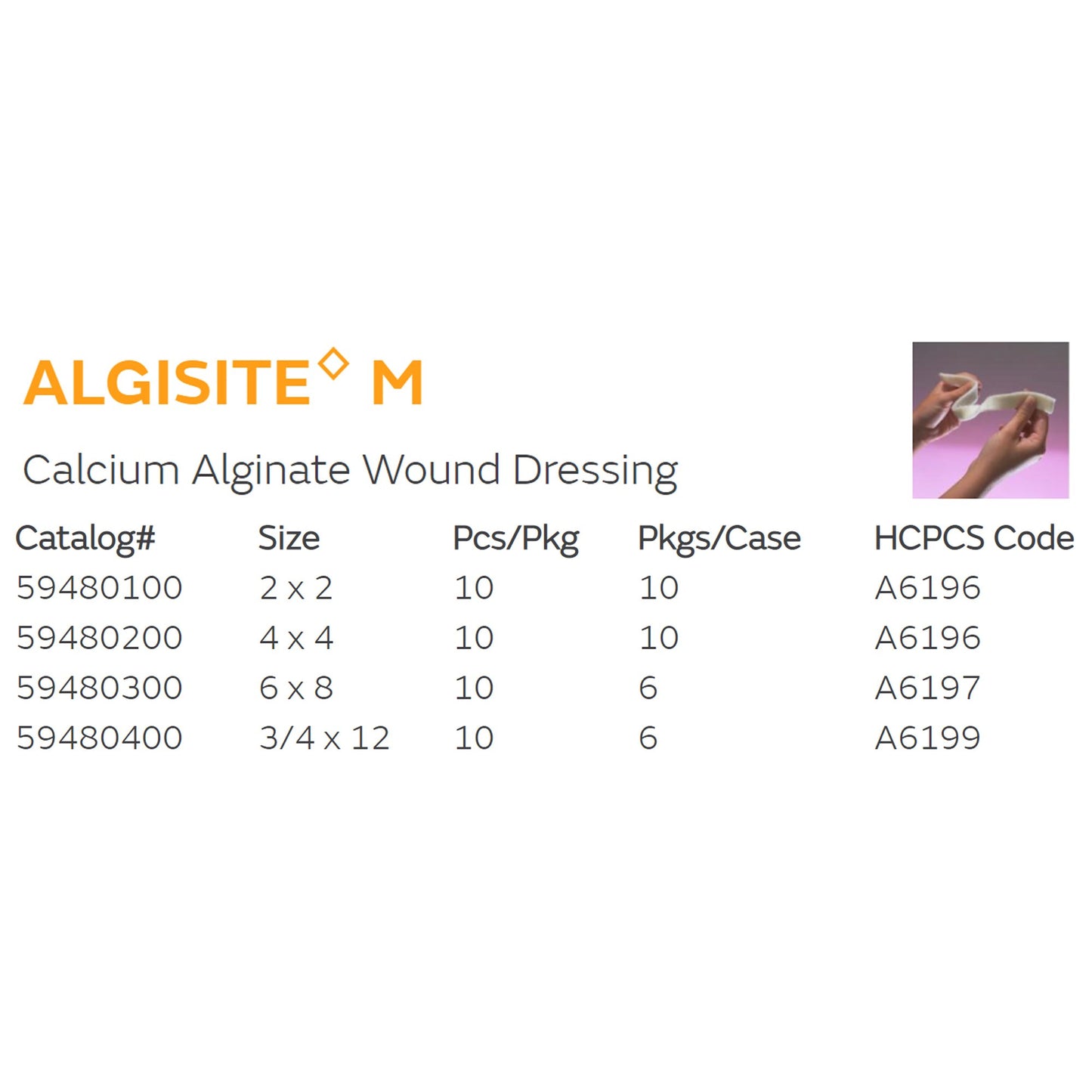 AlgiSite M Calcium Alginate Dressing, 6 x 8 Inch