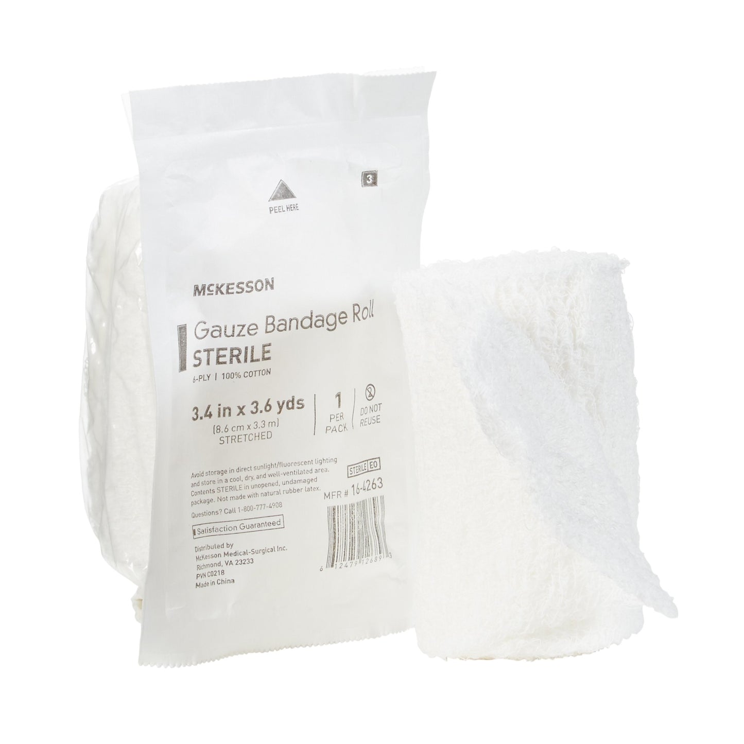 McKesson Fluff Bandage Roll, 4.5 Inch x 4.1 Yard, Cotton