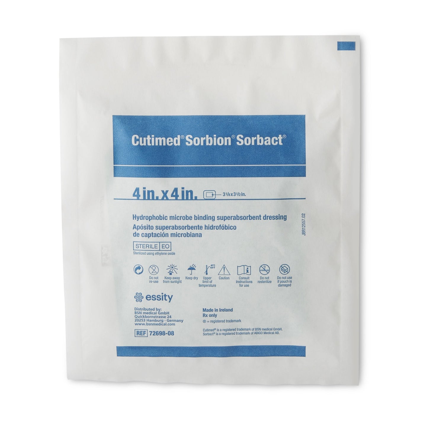 Cutimed® Sorbion Sorbact® Super Absorbent Antimicrobial Dressing, 4 x 4 Inch
