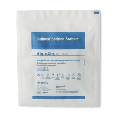 Cutimed® Sorbion Sorbact® Super Absorbent Antimicrobial Dressing, 4 x 4 Inch