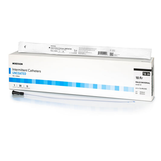 McKesson Uncoated PVC Urethral Catheter, Coudé Tip