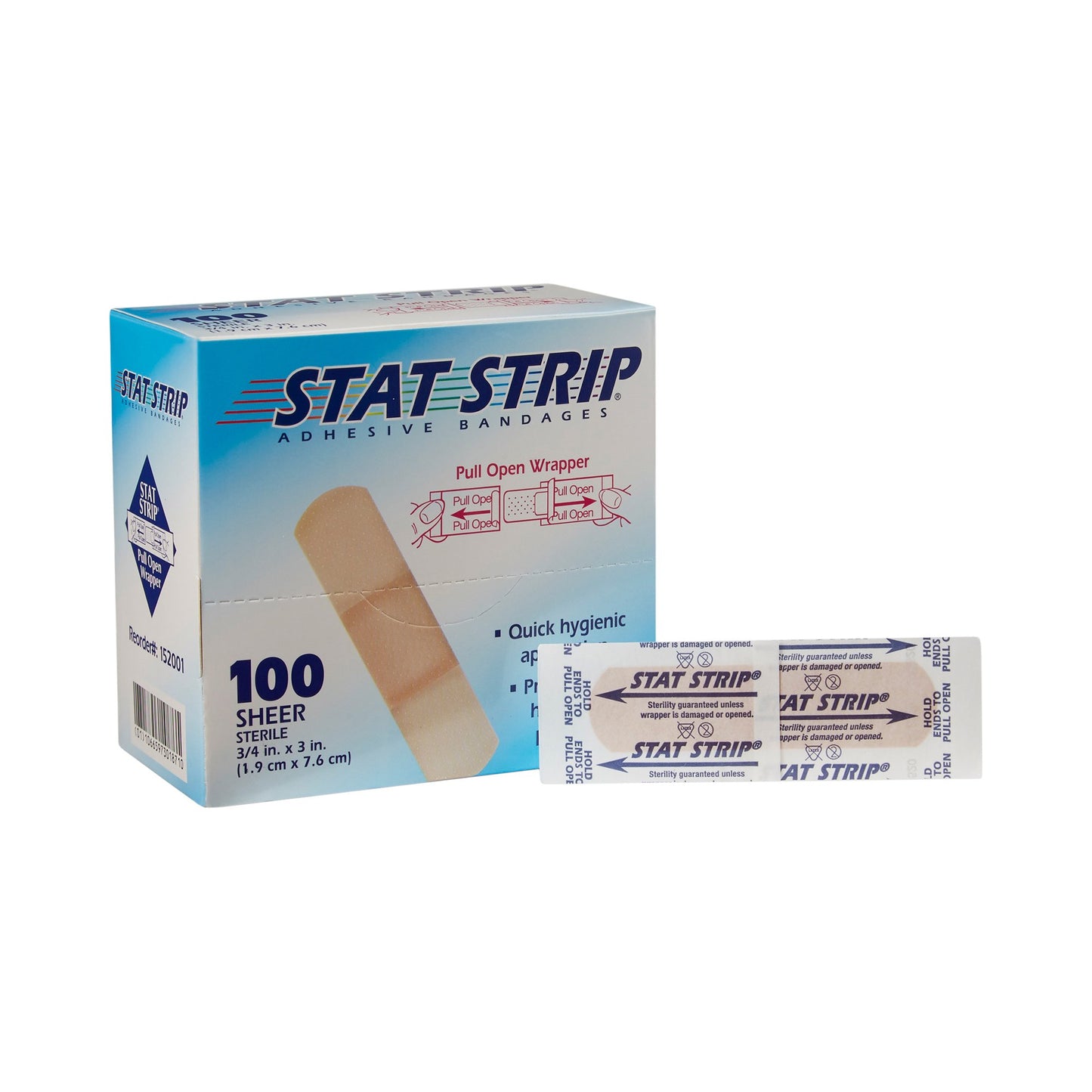 American® White Cross Stat Strip® Adhesive Strip, 3/4 x 3 Inch