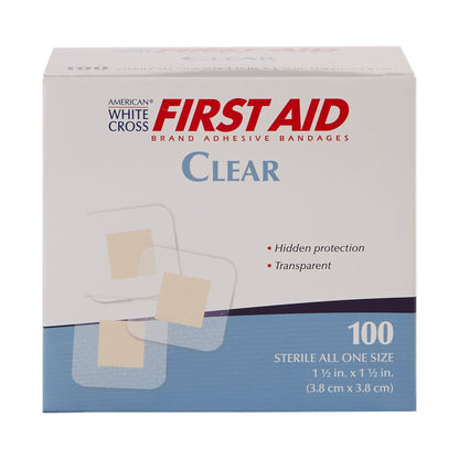 American® White Cross Sheer Adhesive Spot Bandage, 1.5 x 1.5 Inch