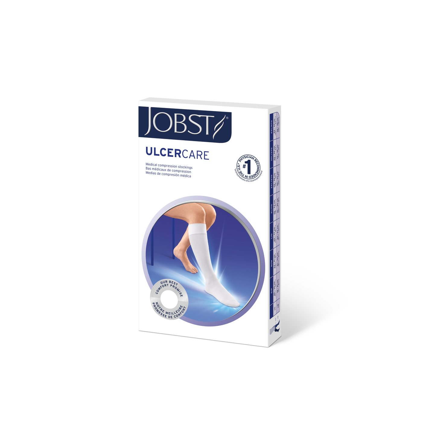 JOBST® UlcerCare Liners Knee High Closed Toe White Box of 3