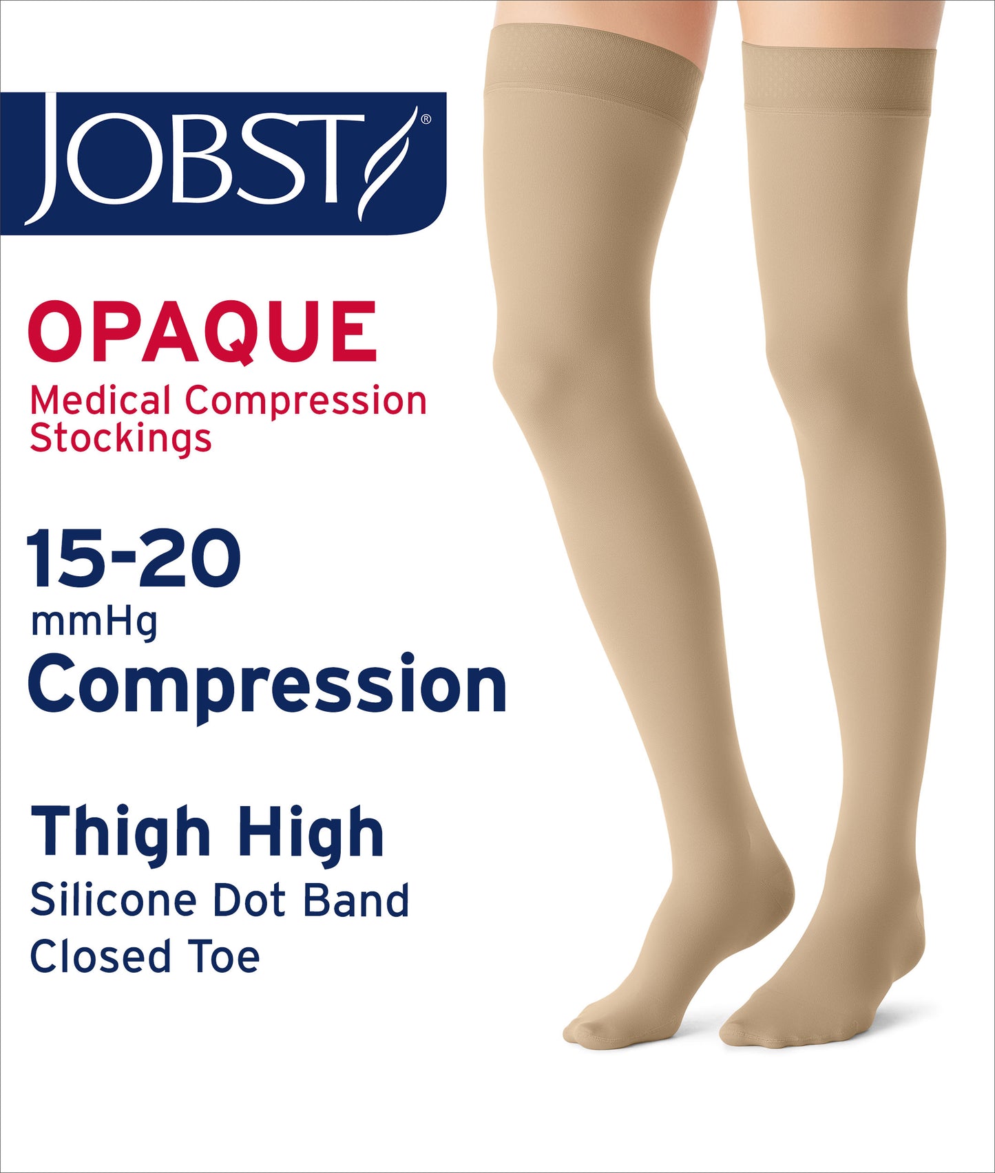 JOBST® Opaque Women's Thigh High 15-20 mmHg w/ Silicone Dot Top Band Compression Stockings Closed Toe